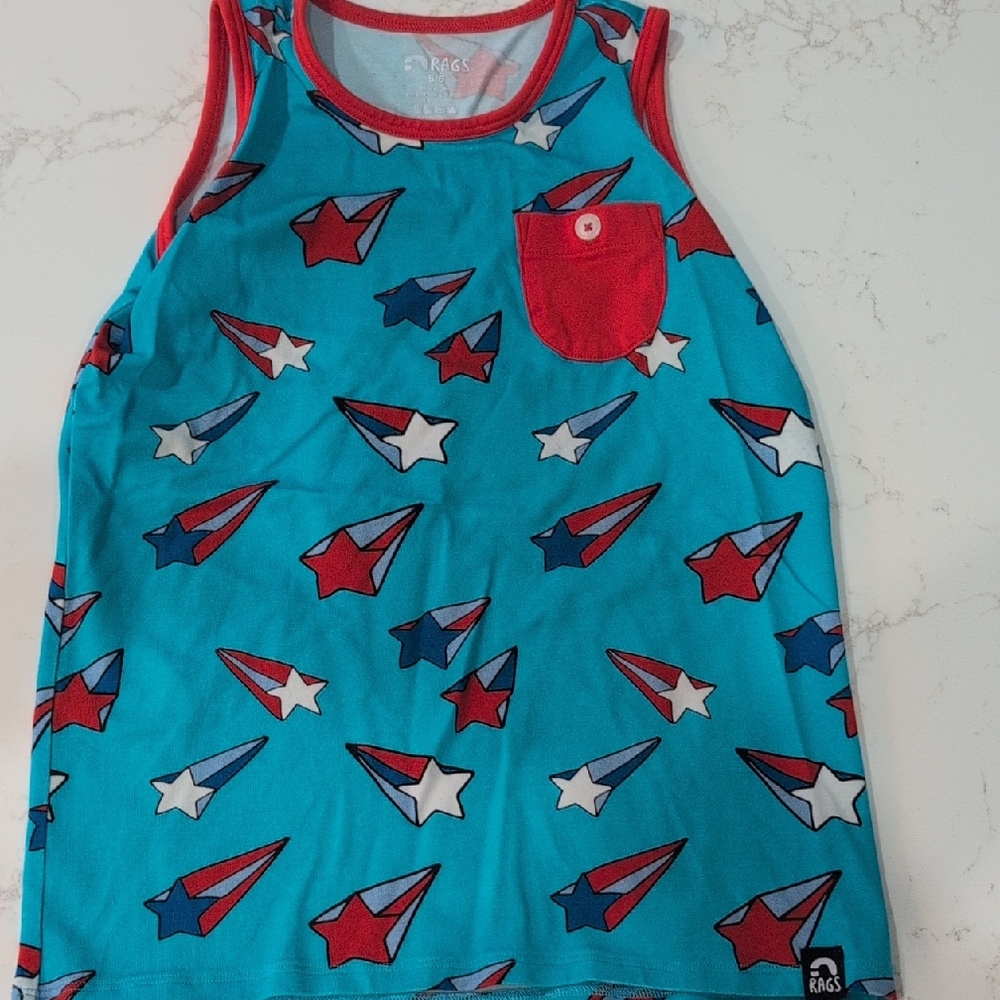 Kids Star Print Tank Top - Blue and Red